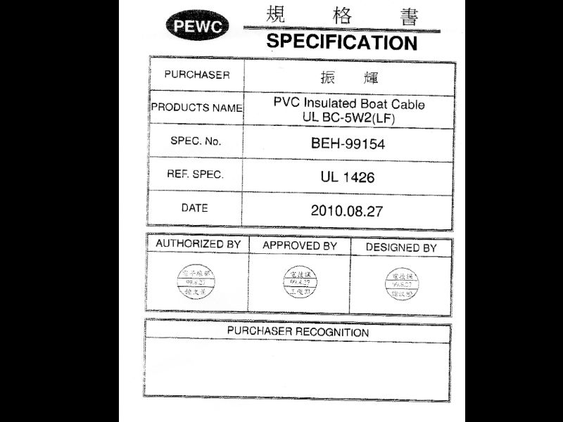 UL1426船舶電線(UL1426 BOAT WIRE)